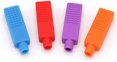 Chewable Brick Themed Pencil Toppers Oral Motor Chew Therapy Autism ADHD Stress UK Seller (Orange)