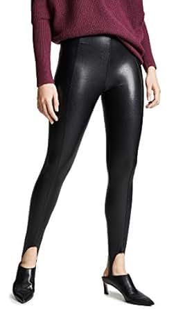 commando Women's Faux Leather Stirrup Pants, Black, Medium