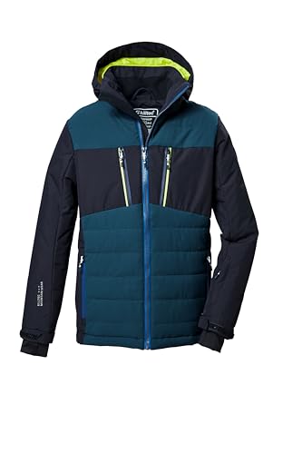killtec Garçon Veste de ski/veste fonctionnelle avec capuche amovible et jupe pare-neige KSW 385 BYS SKI JCKT, dunkelnavy, 140, 42242-000