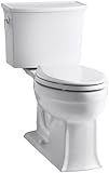 KOHLER K-3551-0 Archer Comfort Height Two-Piece Elongated 1.28 GPF Toilet with AquaPiston Flush Technology and Left-Hand Trip Lever, White
