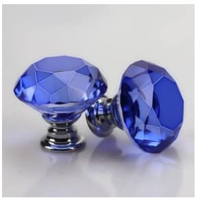 MACHSWON 2 PCS 40mm Blue Crystal Cabinet Door Knobs Cupboard Dresser Drawer Pull Handles with M4*22mm Screws — image 1