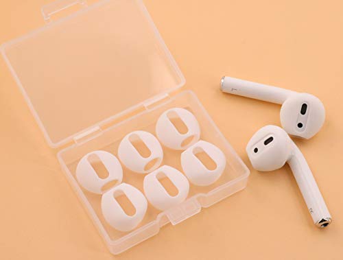 IiEXCEL (Fit in Case) 4 Pairs Replacement Super Thin Slim Rubber Silicone Earbuds Ear Tips and Covers Skin for Apple AirPods or EarPods Headphones (Fit in Charging Case) (4 White) - Thumbnail 4