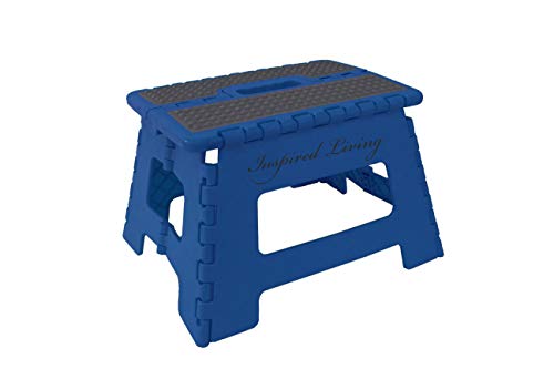 Inspired Living Folding Step Stool Heavy Duty, 9" High, ROYAL ONYX