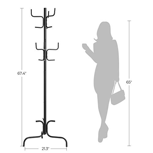 SONGMICS Coat Rack, Freestanding Metal Coat Tree with 6 Double Hooks