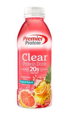 Premier Protein Clear Protein Drink Shake 16.9-oz. - Tropical Punch Flavor  6 Ct. Bonus of 6 Individually Wrapped Straws