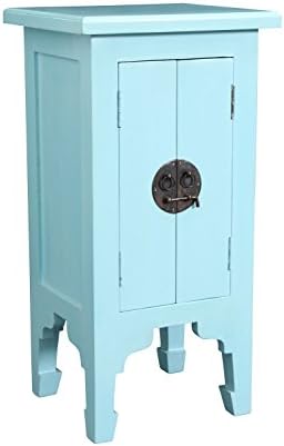 NES Furniture abc10001 Chany Nightstand Fine Handcrafted Solid Mahogany Wood, 28", Egg Blue