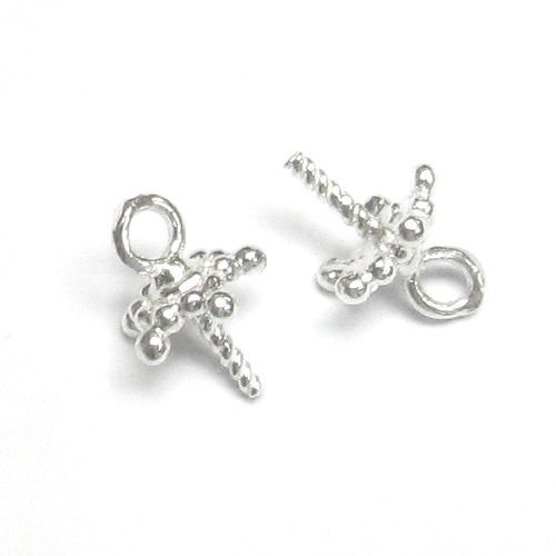 4pcs .925 Sterling Silver Pendant Connector Bail Eye Pins W/6mm Star Cup Pearl f/Half Drilled Pearl/Stone/Findings/Bright