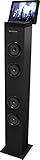 AR+SOUND AR1001-SK Bluetooth Tall Tower Stereo Speaker System with Built-In Radio, Docking Station and Remote Control (Black)