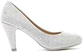 Chase & Chloe Womens Rhinestone Embellished High Heel Glitter Prom Pump All Sizes