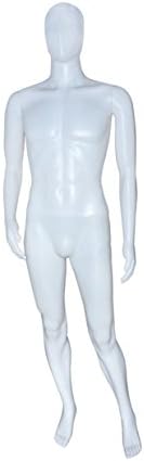 MANNEQUIN FULL BODY STANDING GLOSSY WHITE MUSCLE MALE MANNEQUIN CLOTHING DISPLAY METAL BASE EGG HEAD