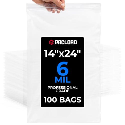 14" x 24" Large Reclosable Plastic Zip Bags, 100 Count