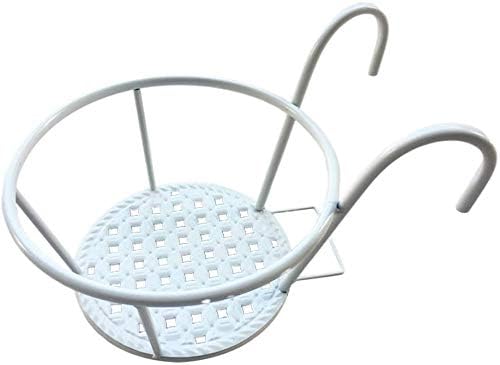 Rayking Hanging Railing Planter Iron Art Hanging Baskets Flower Pot Holder Great for Patio Balcony Pot or Fence Planters Assemble(1 Pcs White)