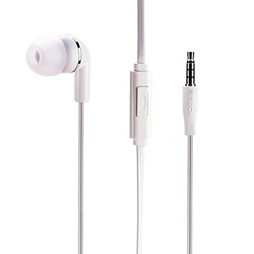 Premium Mono Headset Flat Wired White Single Earphone Earbud Mic for iPhone SE, 6 6S, 6 and 6S Plus, 5S 5C 5 5G 4S (All carriers including AT&T, T-Mobile, Sprint, Verizon, Straight Talk, Unlocked)