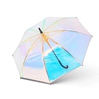 LONLLYS Umbrella Plastic PVC Holographic Umbrella Fashion Rain Sunshade Long Handle Transparent Umbrella