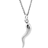 Sterling Silver Tiny Italian Horn Pendant Necklace 18"