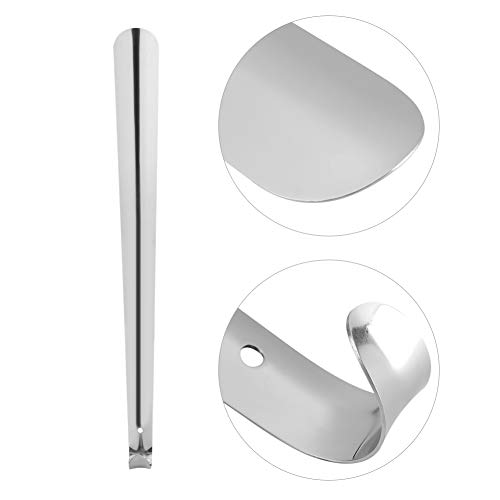 Yesbaby Comfortable Long Handled Stainless Steel Shiny Silver Metal Shoe Horn Shoehorn for Seniors Elderly, Pregnant