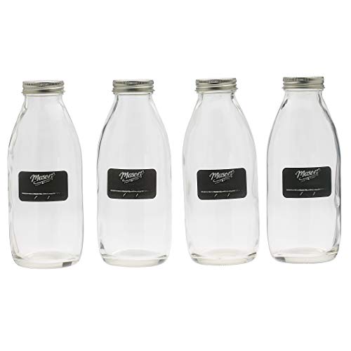 Mason Craft & More Drinkware Collection- Durable Glass Leak Proof Beverage Glassware, 5 Piece Milk Bottle Set with Caddy - Thumbnail 2