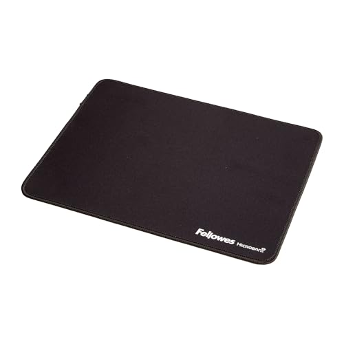 Fellowes Breyta Tapis de Souris Ergonomique Extra-Large – Noir – Base antidérapante en Caoutchouc, Bords Cousus résistants, Protection Microban, optimisé pour Les Souris optiques et Laser