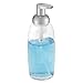 mDesign Refillable Glass Foaming Hand Soap Dispenser - Foam Soap Pump Bottle Container for Bathroom Counter Top - Decorative Foam Soap Dispenser - Malloy Collection - 2 Pack - Clear/Matte Silver