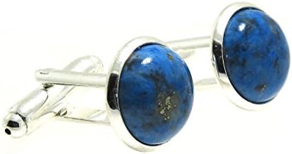 Silver Plated Metal Natural Blue Lapis Cufflinks