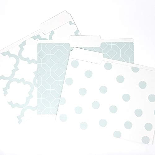 Designer File Folders by Kahootie Co, Set of 9 Decorative File Folders, 9.5” x 11.75”, Paper Organization, Office Supplies, File Folder Organizer, 3 Tab File Folders (Teal)