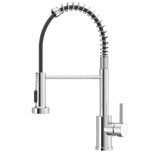 FORIOUS Wasserhahn Küche, Hoher Bogen Hochdruck Küchenarmatur mit Herunterziehen Brause Armatur, Mischbatterie Spültischarmatur Küche Küchenarmaturen,