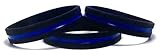 3 Pack of Thin Blue Line Rubber Wristband Silicone Bracelet to Support Law Enforcement (Adult (8" 202mm))