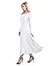 YiZYiF Women's Liturgical Praise Dance Dress with Long Sleeve Round Neck Skirt Costume White Large