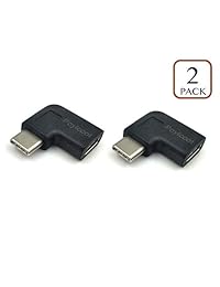 exuun USB C macho a hembra 90 grados adaptador, right & Left ángulo Tipo C USB-C USB 3.1 Tipo C macho a hembra adaptador para portátil y tablet & teléfono celular