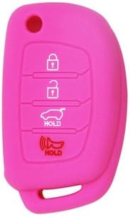MOKIE Silicone Key Fob Case,Skin Cover Protector for Hyundai Elantra Sonata Tucson I40 IX35 I45 Smart 4 Buttons Hyundai Elantra Sonata Tucson I40 IX35 I45 Smart 4 Buttons (Flip Pink)