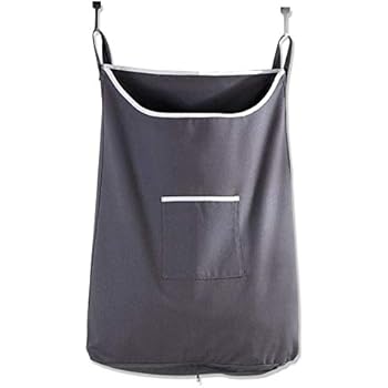 The Fine Living Co USA - Space Saving Door Hanging Laundry Hamper Bag in Grey - Free Door Hooks - Open Top Design to Hold More Laundry Than Other Type Bags - Tested to be Strong and Durable