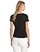 Notations Women's Solid Nylon Spandex Short Sleeve Top, Black, Large