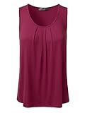 DRESSIS Women's Casual Pleated Scoop Neck Loose Fit Tank Top
