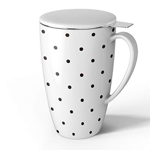 Sweese 2150 Porcelain Tea Mug with Infuser and Lid, 15 OZ