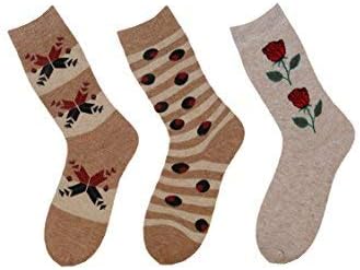 KLAIR Women's Multicolor Full Towel Thick Woollen Extra Warm Thumb Socks (Pack Of 3)
