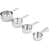 Internet’s Best Set of 4 Stainless Steel Measuring Cups | Stackable Kitchen Utensils for Cooking Baking Dry and Liquid Ingredients
