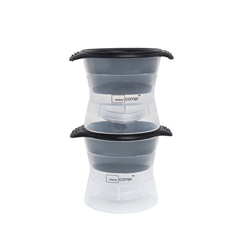 Domestic Corner - Geo Sphere Duo Silicone Ice Ball Maker and Mold - Creates 2.5" Ball - Set of 2