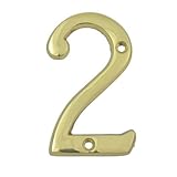 (#2) BOLTON 3 Inch Solid Brass Bright Brass Finish House Number Raised 1/6