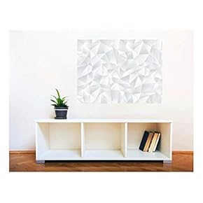 Removable Wall Sticker/Wall Mural - Abstract White Geometric Seamless Pattern | Creative Window View Home Decor/Wall Decor - 24"x32"