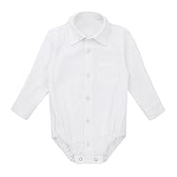 ACSUSS Infant Baby Boys Gentleman Romper Formal Pageant Wedding Bowtie Shirt Jumpsuit Outfits White 6-9 Months