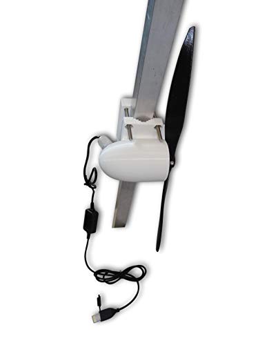 Cutting Edge Power USB Output Mini Wind Turbine, Made in USA, Portable, Camping, Beach, W Light (Perpendicular Pipe/Tube Mount, High Performance (12.5"))