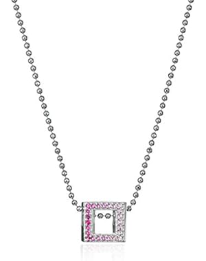 Little Elements Sterling Silver Square with Swarovski Genuine Sapphires Pendant Necklaces