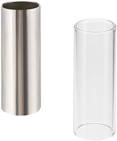 Glass Slide and Stainless Steel Slide for Guitar, 2 Pieces, Medium (6 cm)