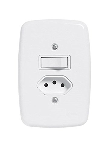 Interruptor 1 Tecla Paralelo e Tomada 2 x 4 com Placa Pluzie