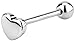 Forbidden Body Jewelry Tongue Rings Surgical Steel Screw-On Heart Shape Top Tongue Barbell 14G