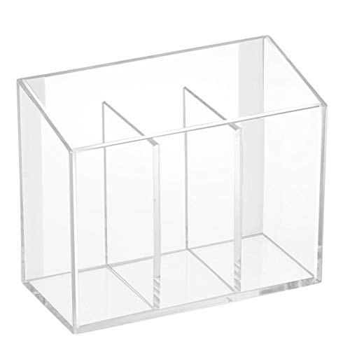 mDesign Self Adhesive Vanity Cosmetic Organizer for Hair Care, Jewelry, Makeup - Pack of 3, Clear