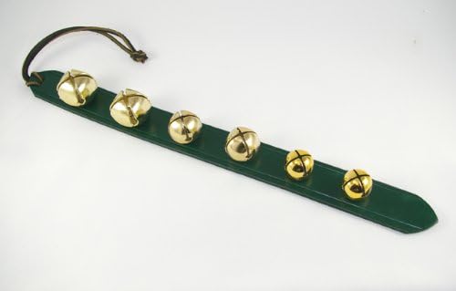 Gold Sleigh Bell Green Leather Door Decoration Hanger