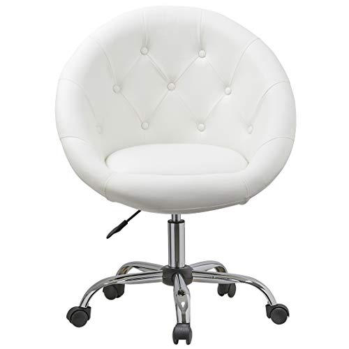 Duhome Home Office Chair Task Computer Chair with Wheels Swivel Height Adjustable Working Stool (White) - Thumbnail 5