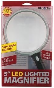 JUMBO 5 LIGHTED HANDHELD 2X/6X MAGNIFIER by UltraOptix