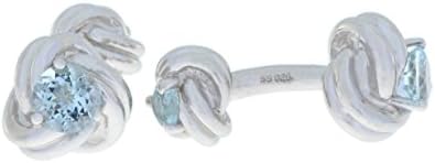 2.5 Ct Genuine Aquamarine Knot Cufflinks .925 Sterling Silver Rhodium Finish